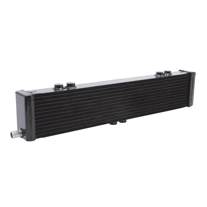 Edelbrock Heat Exchanger Single Pass Dual Row 22 000 Btu/Hr 26 5In W X 5In H X 2 62In D Black - Back View