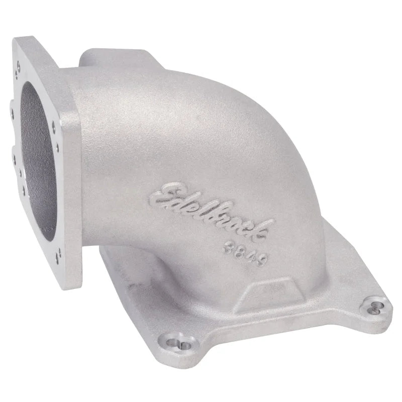 Edelbrock High Flow Intake Elbow 95mm Throttle Body to Square-Bore Flange As-Cast Finish - Side View