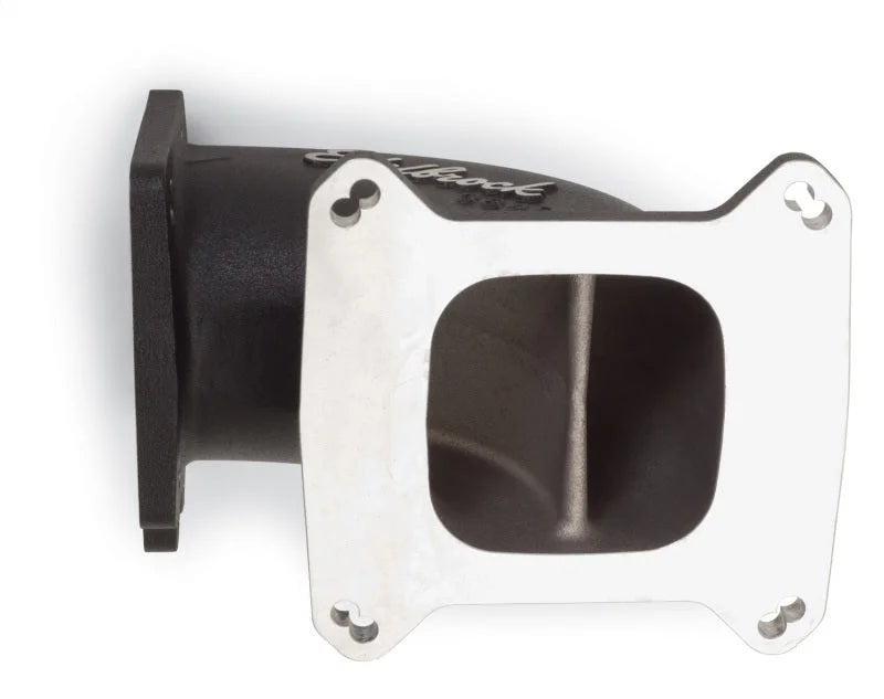 Edelbrock High Flow Intake Elbow 95mm Throttle Body to Square-Bore Flange Black Finish - Installation View
