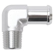 Load image into Gallery viewer, Edelbrock Hose End 90-Deg 1/2In NPT to 3/4In Barb Clear Anodize - Main Product View