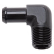 Load image into Gallery viewer, Edelbrock Hose End 90-Deg 1/2In NPT to 5/8In Barb Black Anodize - Main Product View