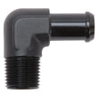 Load image into Gallery viewer, Edelbrock Hose End 90-Deg 1/2In NPT to 5/8In Barb Black Anodize - Installation View
