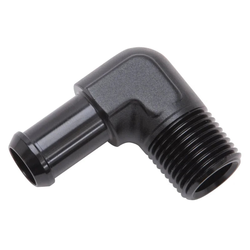Edelbrock Hose End 90-Deg 1/2In NPT to 5/8In Barb Black Anodize - Additional View 5