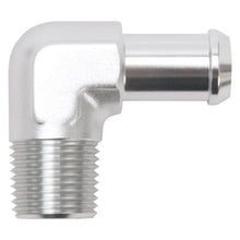 Load image into Gallery viewer, Edelbrock Hose End 90-Deg 1/2In NPT to 5/8In Barb Clear Anodize - Main Product View