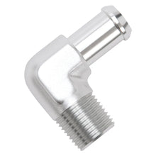 Load image into Gallery viewer, Edelbrock Hose End 90-Deg 1/2In NPT to 5/8In Barb Clear Anodize - Installation View
