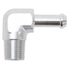 Load image into Gallery viewer, Edelbrock Hose End 90-Deg 3/8In NPT to 3/8In Barb Clear Anodize - Main Product View