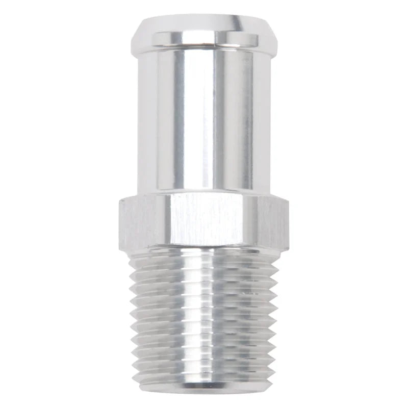 Edelbrock Hose End Straight 1/2In NPT to 3/4In Barb Clear Anodize - Main Product View