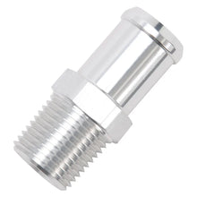 Load image into Gallery viewer, Edelbrock Hose End Straight 1/2In NPT to 3/4In Barb Clear Anodize - Side View