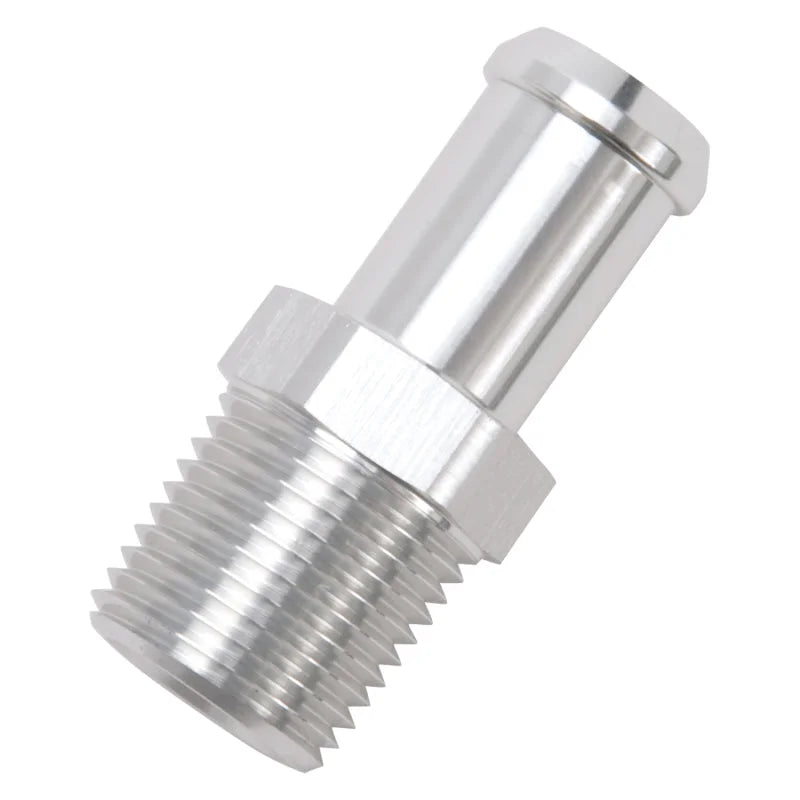 Edelbrock Hose End Straight 1/2In NPT to 5/8In Barb Clear Anodize - Installation View