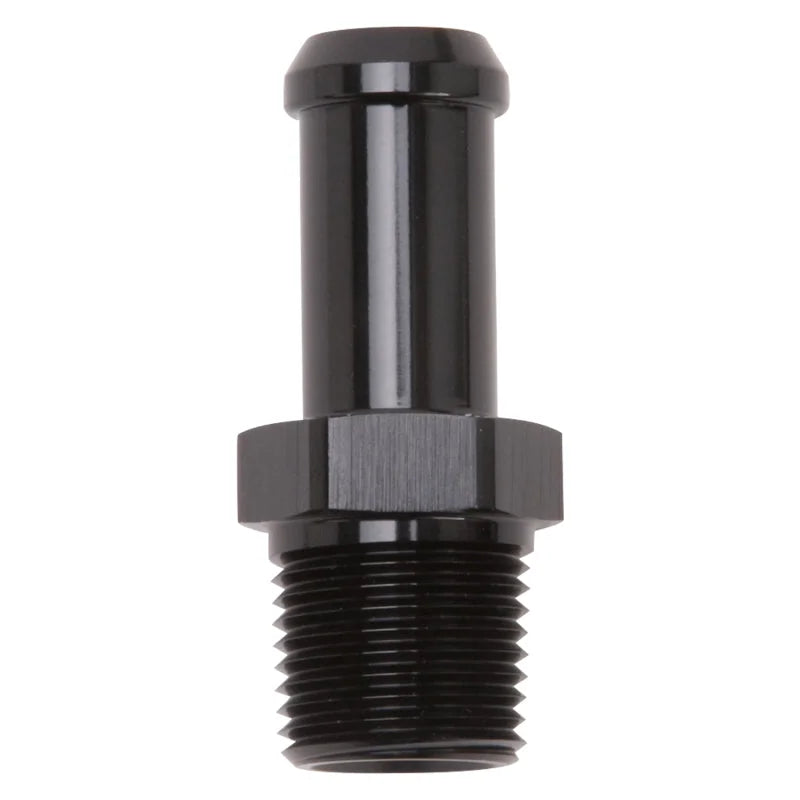 Edelbrock Hose End Straight 3/8In NPT to 1/2In Barb Black Anodize - Main Product View