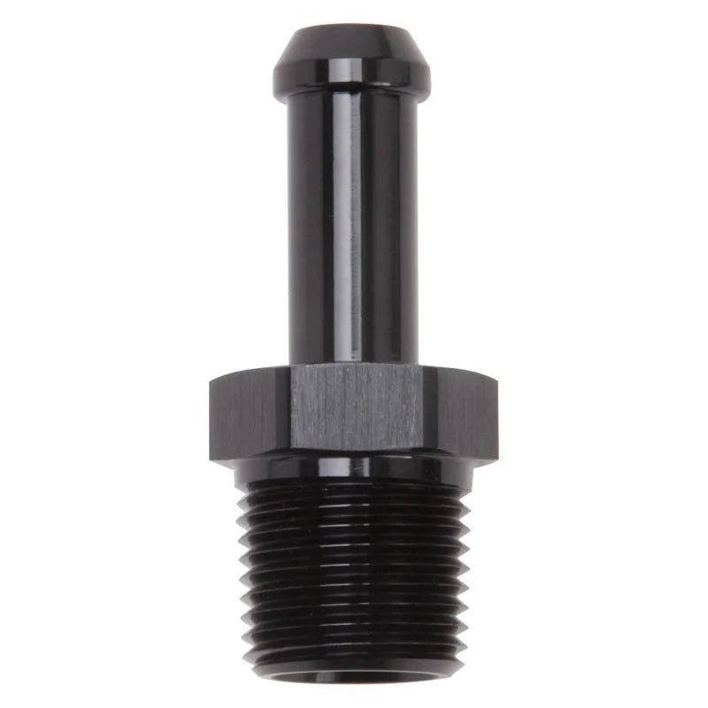 Edelbrock Hose End Straight 3/8In NPT to 3/8In Barb Black Anodize - Main Product View