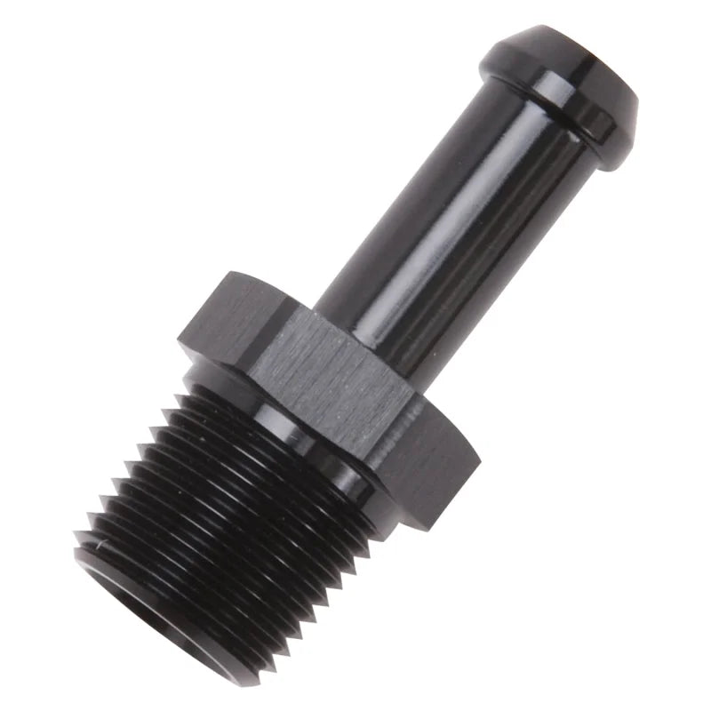 Edelbrock Hose End Straight 3/8In NPT to 3/8In Barb Black Anodize - Installation View