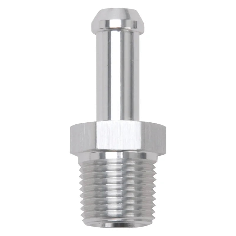 Edelbrock Hose End Straight 3/8In NPT to 3/8In Barb Clear Anodize - Main Product View