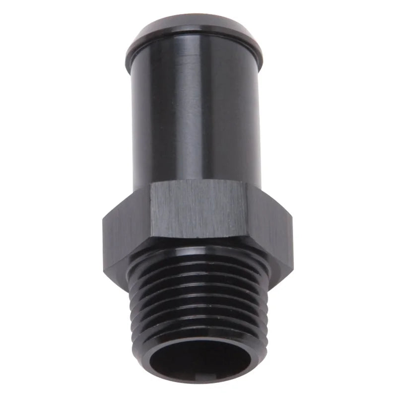 Edelbrock Hose End Straight 3/8In NPT to 5/8In Barb Black Anodize - Main Product View