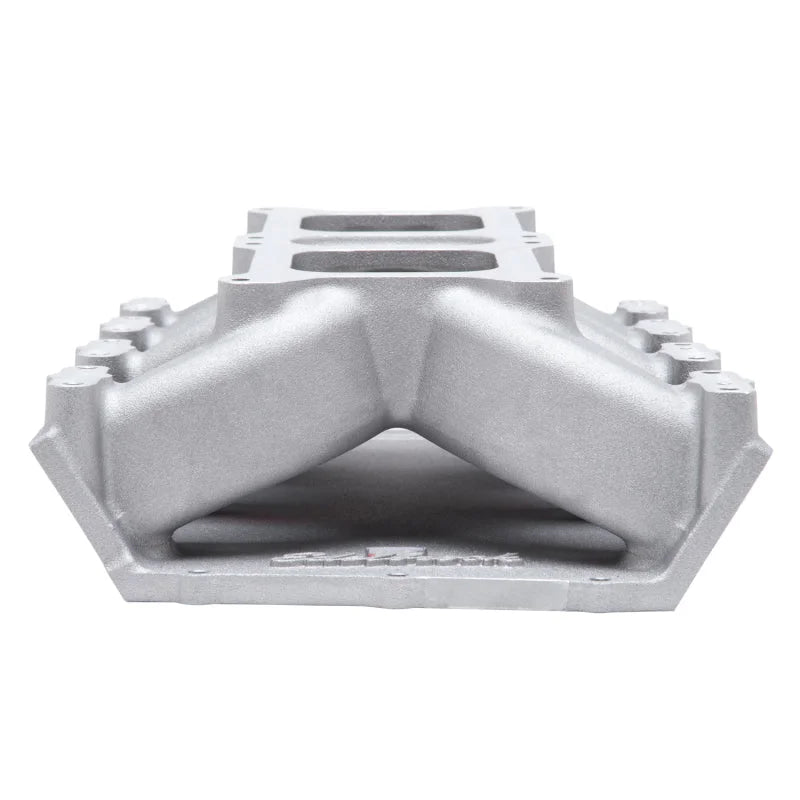 Edelbrock Intake Manifold Chrysler Gen II 426-572 Hemi Dual Quad Single Plane for Carburetors - Back View