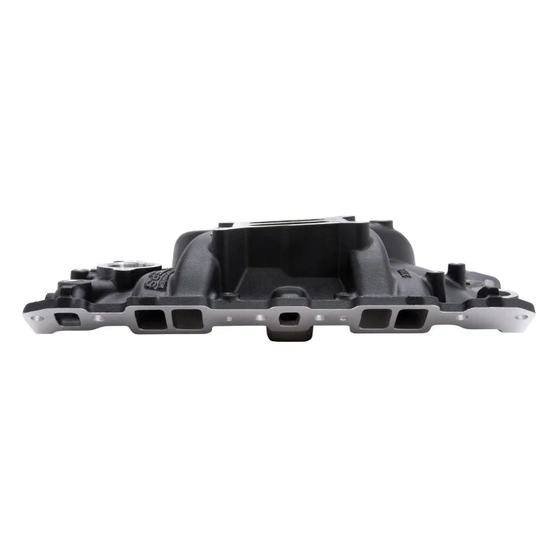 Edelbrock Intake Manifold Perf Eps SBC w/ Oil Fill Tube and Breather Black - Side View