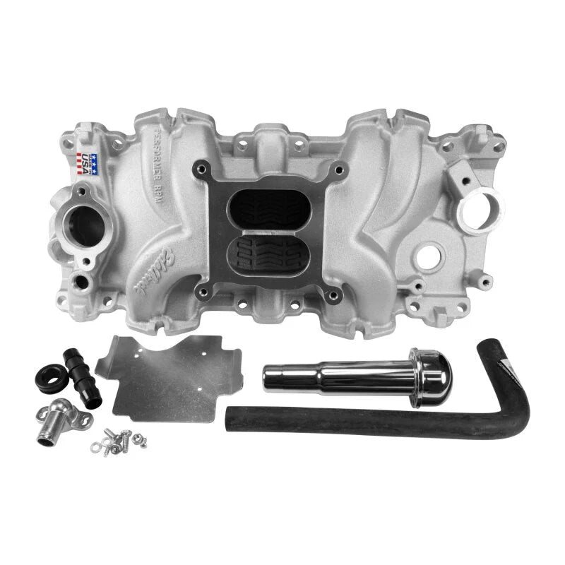 Edelbrock Intake Manifold Single Quad Perf RPM BBC 409 Inwin Lg Port As-Cast - Side View