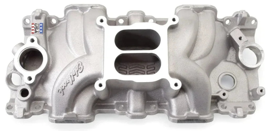 Edelbrock Intake Manifold Single Quad Perf RPM Chevrolet 348/409 Inwin Big Block Small Port - Side View
