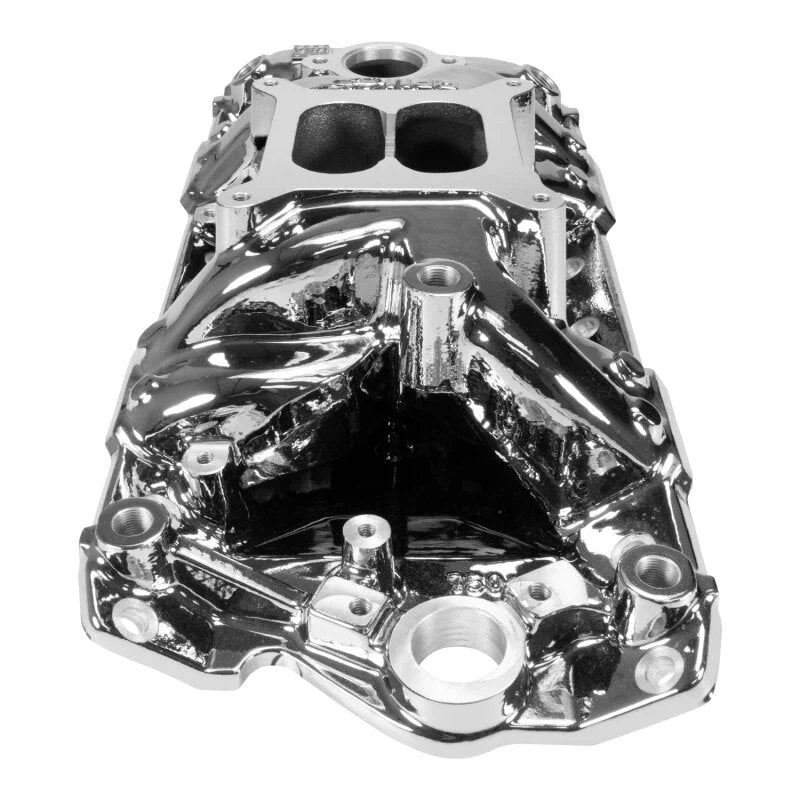 Edelbrock Intake Manifold - Small Block Chevy - RPM Air Gap - Chrome Plasma Coated - Side View