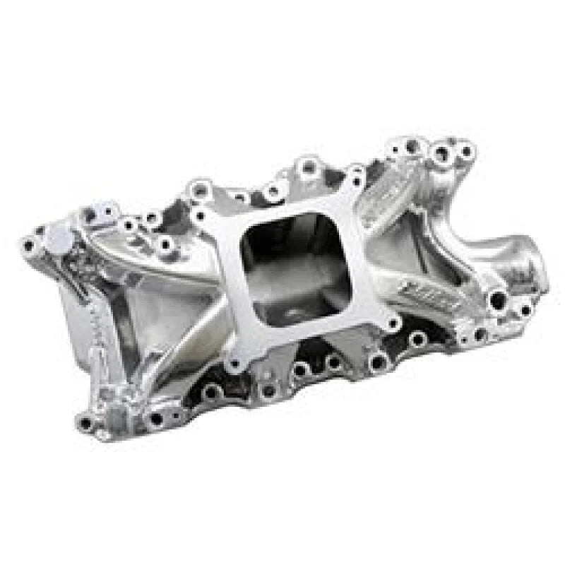 Edelbrock Intake Manifold Super Victor EFI Ford Windsor 8 2In Deck Block Polished Finish - Side View