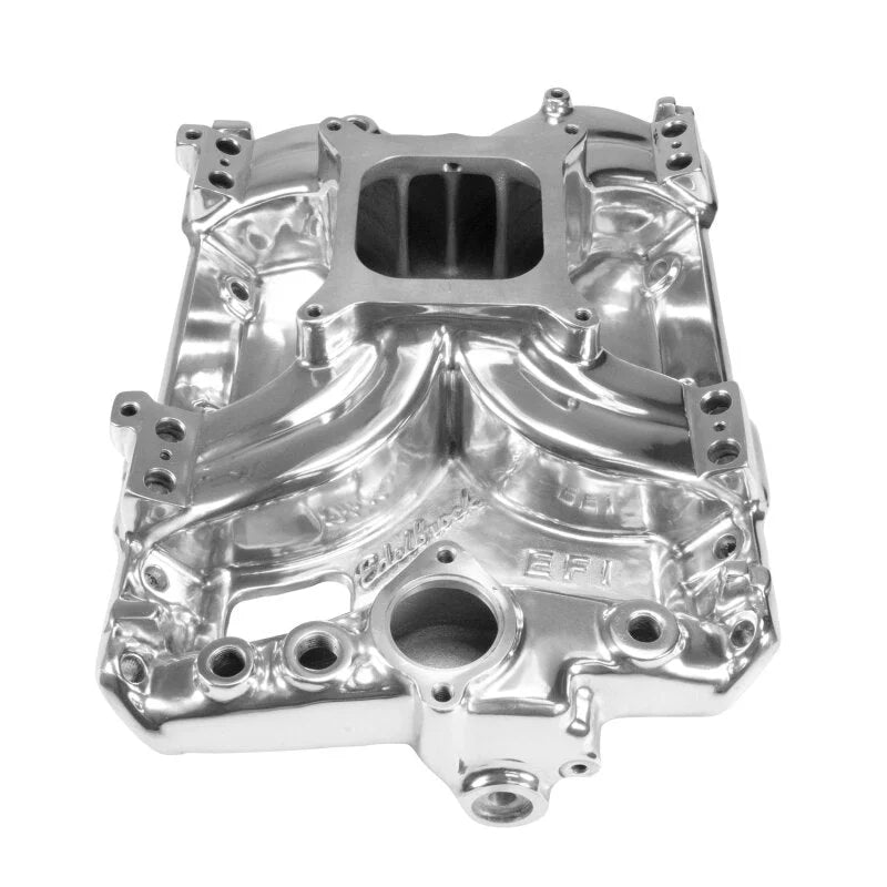 Edelbrock Intake Manifold Victor Series EFI Pontiac Polished Finish - Side View