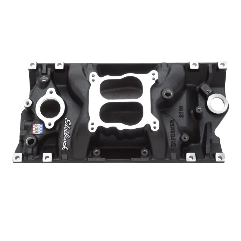 Edelbrock Intake SBC Performer Vortec Black - Side View