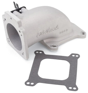 Edelbrock Low Profile Intake Elbow 90mm Throttle Body to Square-Bore Flange As-Cast Finish - Main Product View