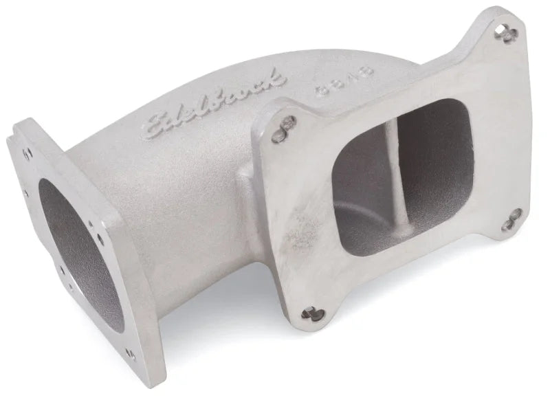 Edelbrock Low Profile Intake Elbow 90mm Throttle Body to Square-Bore Flange As-Cast Finish - Installation View