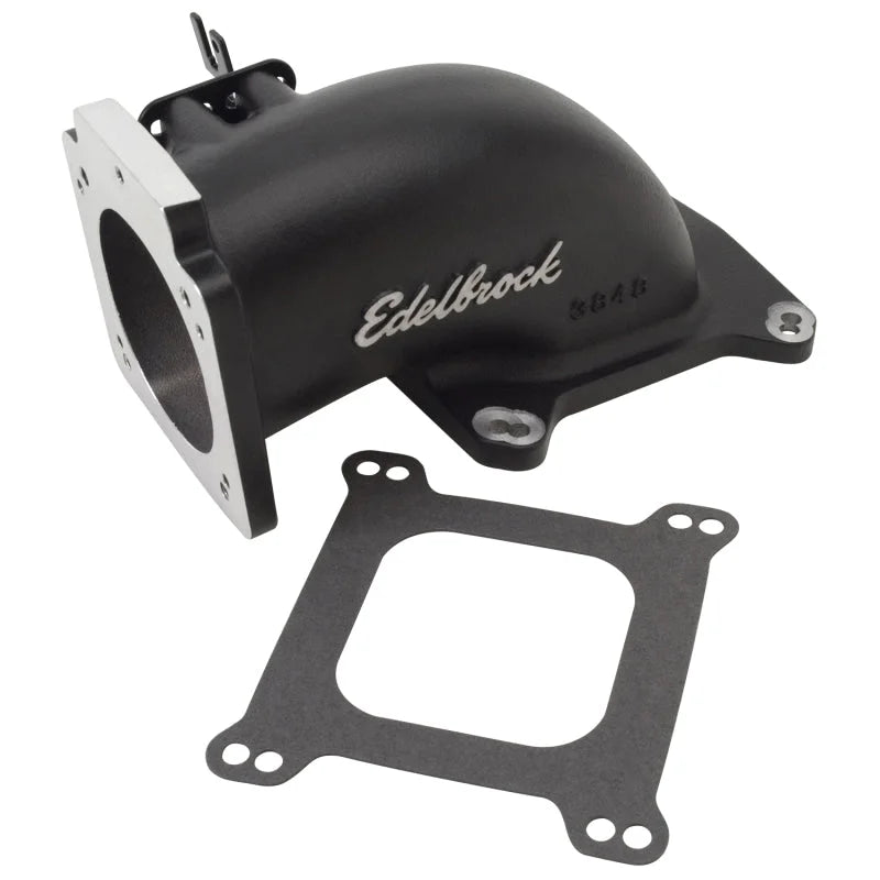 Edelbrock Low Profile Intake Elbow 90mm Throttle Body to Square-Bore Flange Black Finish - Main Product View