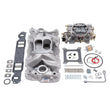 Load image into Gallery viewer, Edelbrock Manifold And Carb Kit Performer Air-Gap Small Block Chevrolet 1957-1986 Natural Finish - Side View