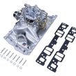 Load image into Gallery viewer, Edelbrock Manifold And Carb Kit Performer RPM Air Gap Small Block Chevrolet Vortec Natural Finish