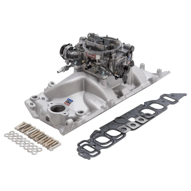 Edelbrock Manifold And Carb Kit Performer RPM Big Block Chevrolet Oval Port Natural Finish - Installation View