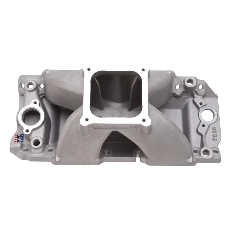 Edelbrock Manifold BBC Short Deck Super Victor 565 Conventional Rect Port Heads - Side View