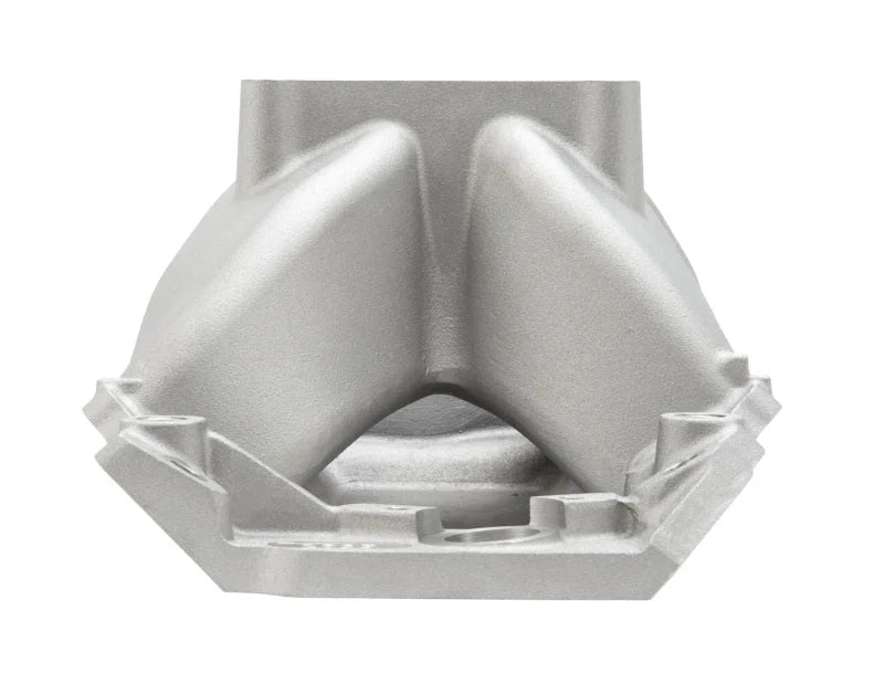 Edelbrock Manifold Chevy BB 9 8 Deck (Short) Super Victor 565 Thick Flange Rect Port Heads - Back View