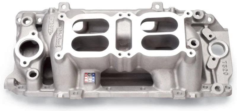 Edelbrock Manifold Dual Quad RPM Air Gap BB Chevy Oval Port - Side View