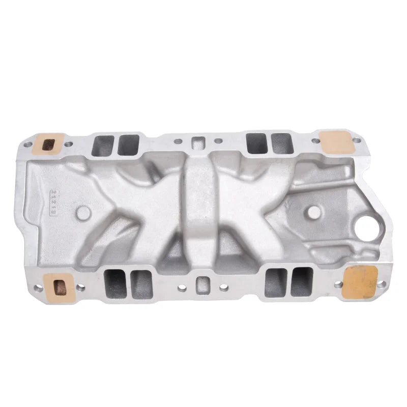 Edelbrock Manifold SBC 23-Degree Marine RPM 1987-1995 w/ Brass - Back View
