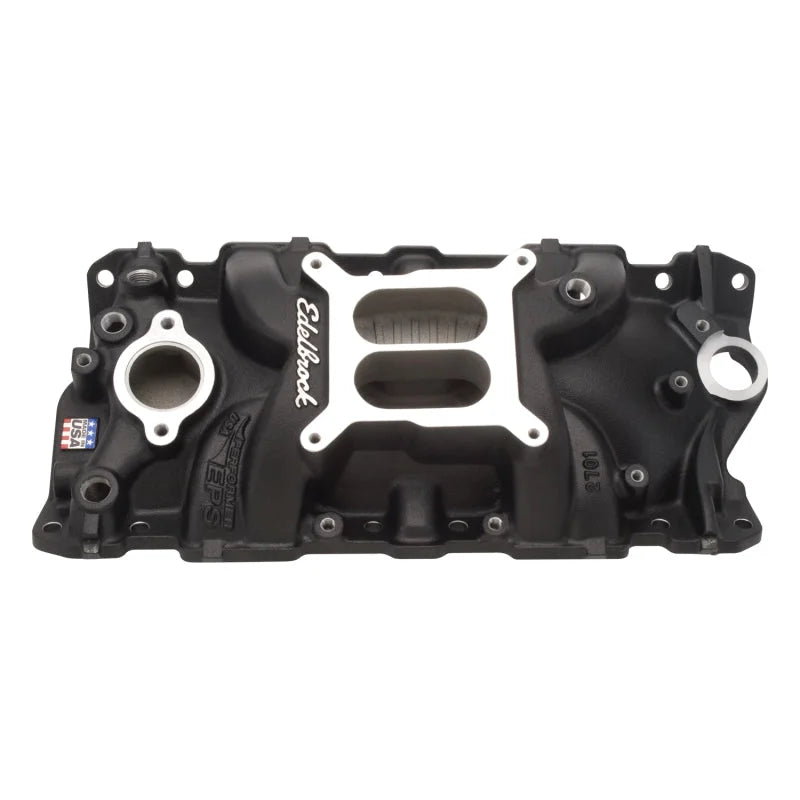 Edelbrock Manifold SBC Performer Eps Intake Black - Side View