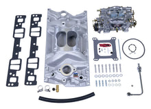 Load image into Gallery viewer, Edelbrock Manifold and Carb Kit Performer SBC Vortec Natural Finish