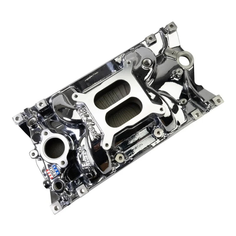 Edelbrock Performance EPS Manifold - Chrome Plasma Finish fits Chevy Vortec Sb - Back View
