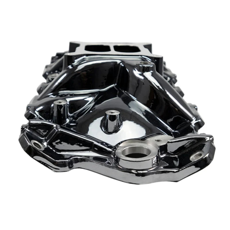 Edelbrock Performer EPS Intake Manifold - Black Plasma Finish fits 1955-1986 Chevrolet Sb - Side View