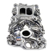 Load image into Gallery viewer, Edelbrock Performer EPS Intake Manifold w/ Oil Fill Tube - Chrome Plasma fits Chevy Sb - Side View