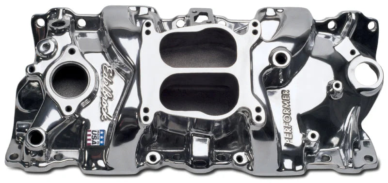 Edelbrock Performer Manifold Polished - Side View