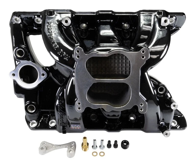 Edelbrock Performer RPM Intake Manifold - Black Plasma Finish fits Pontiac 326-455 - Main Product View