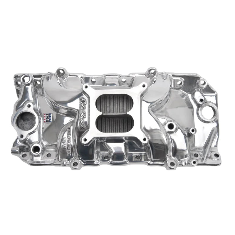 Edelbrock Polished B/B Chevy O-Port RPM Air-Gap Manifold - Side View
