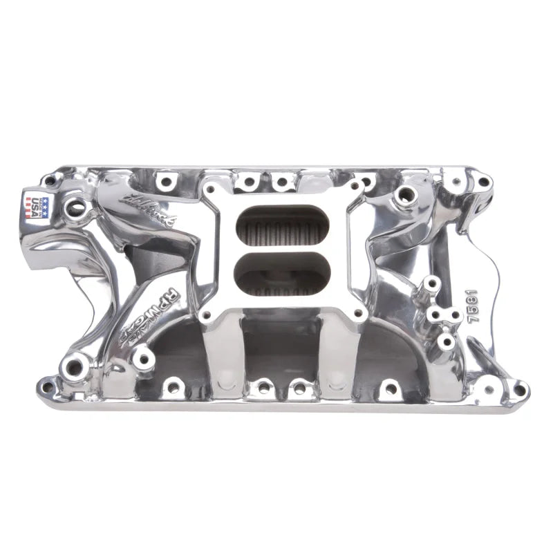 Edelbrock Polished Ford 351 RPM Air Gap Manifold - Side View