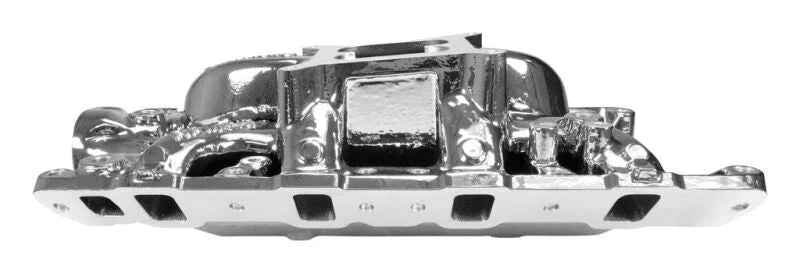 Edelbrock RPM Air-Gap Intake Manifold - Chrome Plasma Finish fits Ford Small-block 289 / 302 / 347 - Back View
