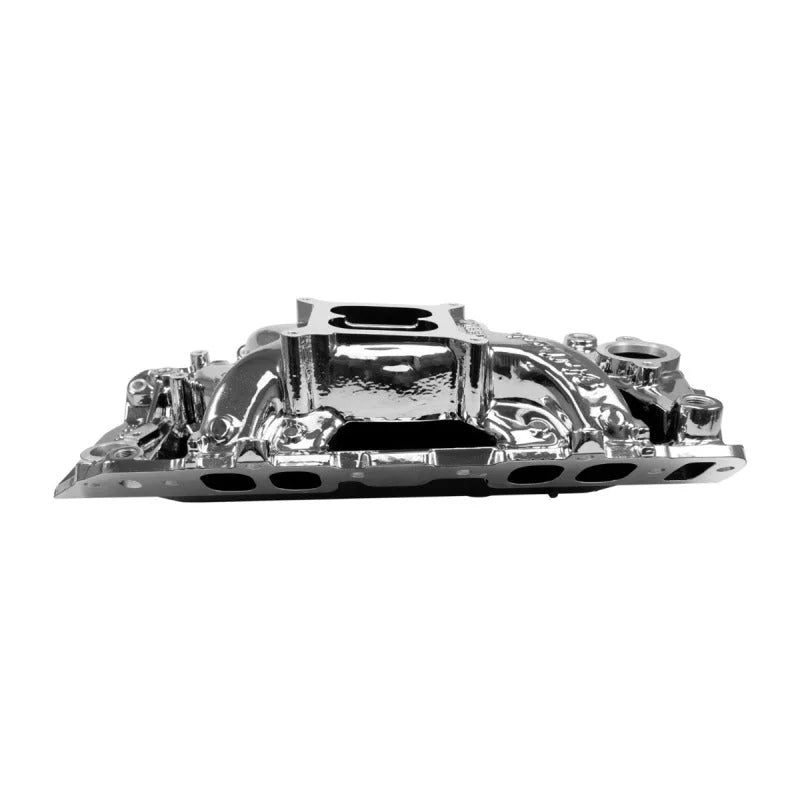 Edelbrock RPM Air-Gap Intake Manifold Oval Port - Chrome Plasma Finish fits Chevrolet Big-Block - Back View