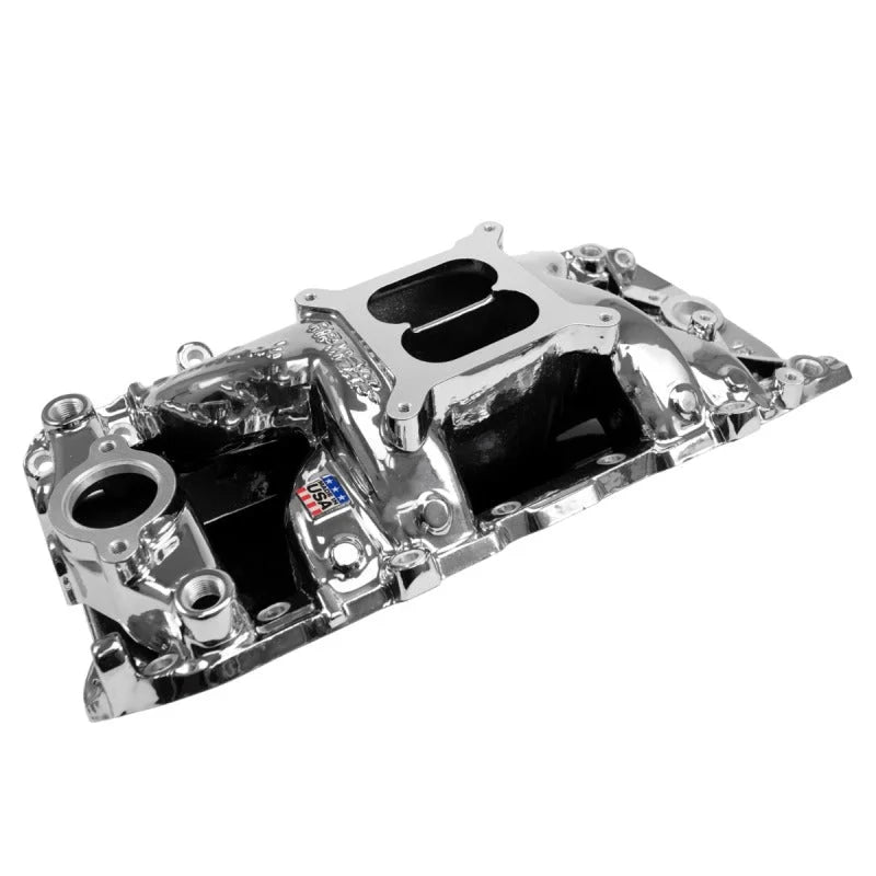 Edelbrock RPM Air-Gap Intake Manifold Oval Port - Chrome Plasma Finish fits Chevrolet Big-Block - Installation View