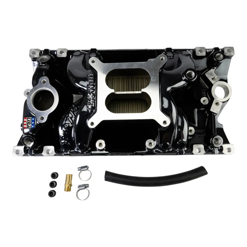 Edelbrock RPM Air-Gap Manifold - Black Plasma Finish fits Chevrolet / Vortec - Installation View