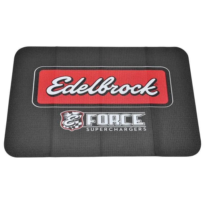 Edelbrock Racing Fender Cover - PVC Foam Mat - 2 Color Printed Edelbrock Racing Logo - Detail View